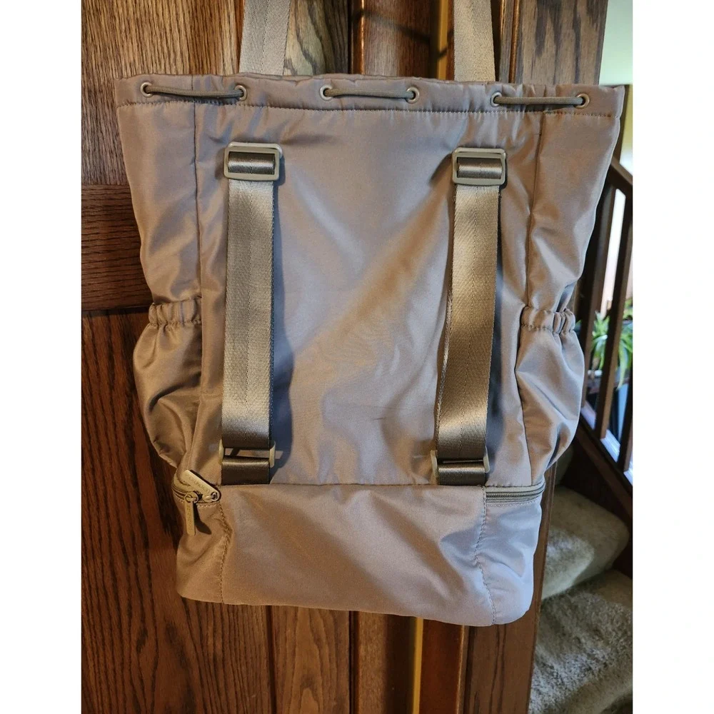 Beyond Yoga Convertible Gym Bag Backpack in Birch Color Taupe